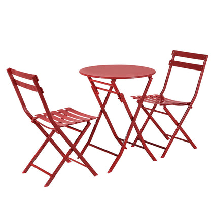 Ensemble de bistro de terrasse minimaliste 3 pièces, composé d'une table ronde et de chaises pliantes - Ensemble-de-bistro-de-terrasse-3-pièces