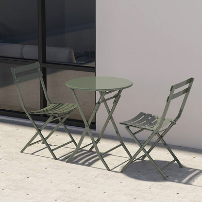 Ensemble de bistro de terrasse minimaliste 3 pièces, composé d'une table ronde et de chaises pliantes - Ensemble-de-bistro-de-terrasse-3-pièces