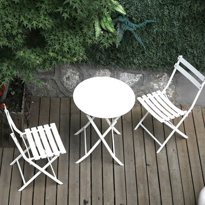 Ensemble de bistro de terrasse minimaliste 3 pièces, composé d'une table ronde et de chaises pliantes - Ensemble-de-bistro-de-terrasse-3-pièces