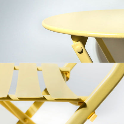 Ensemble de bistro de terrasse minimaliste 3 pièces, composé d'une table ronde et de chaises pliantes - Ensemble-de-bistro-de-terrasse-3-pièces