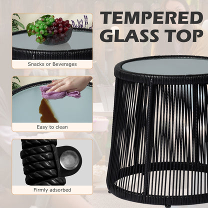 Ensemble de bistro en osier tressé pour extérieur, 3 pièces, ensemble de chaises de patio en rotin résistant aux intempéries avec coussins.