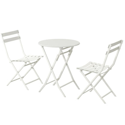 Ensemble de bistro de terrasse 3 pièces : table ronde et chaises pliantes
