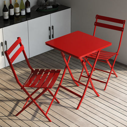 Ensemble de bistro minimaliste pour terrasse, 3 pièces, table carrée et chaises pliantes - 3 pièces