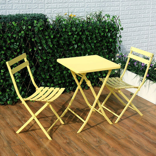 Ensemble de bistro minimaliste pour terrasse, 3 pièces, table carrée et chaises pliantes - 3 pièces