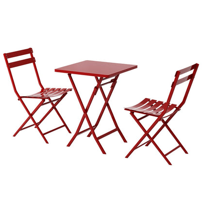 Ensemble de bistro minimaliste pour terrasse, 3 pièces, table carrée et chaises pliantes - 3 pièces