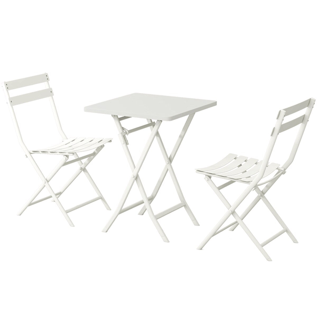 Ensemble de bistro minimaliste pour terrasse, 3 pièces, table carrée et chaises pliantes - 3 pièces