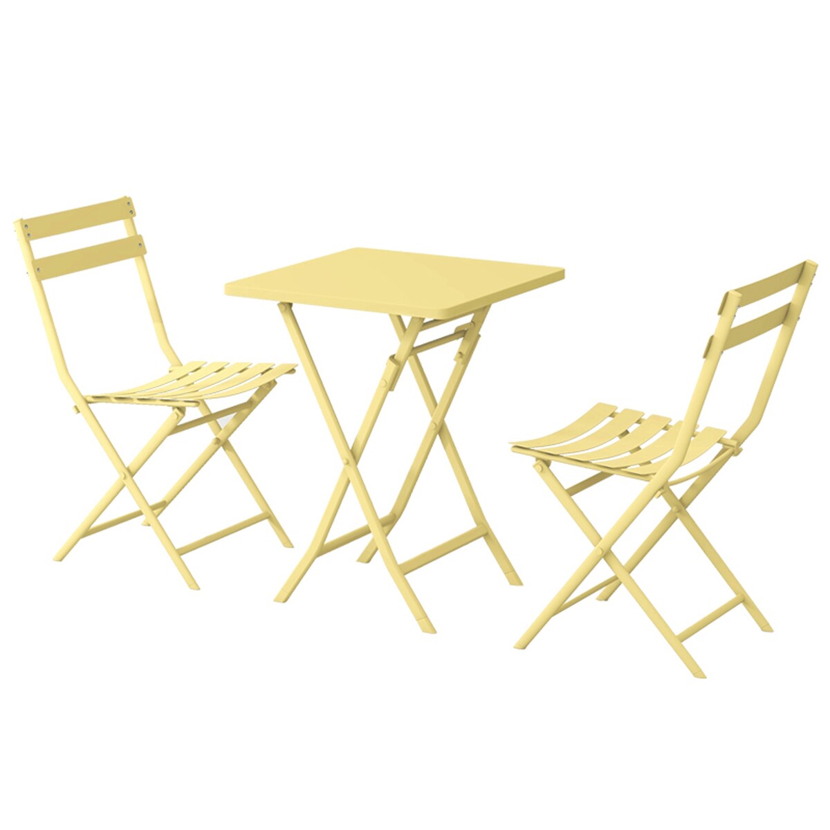 Ensemble de bistro minimaliste pour terrasse, 3 pièces, table carrée et chaises pliantes - 3 pièces