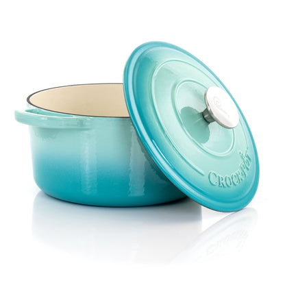 Casserole en fonte émaillée de 3 quarts de litre, couleur bleu sarcelle arctique