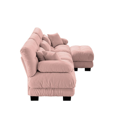 Canapé d'angle modulaire 3 places, canapé profond en forme de L, canapé nuage avec pouf convertible pour salon.