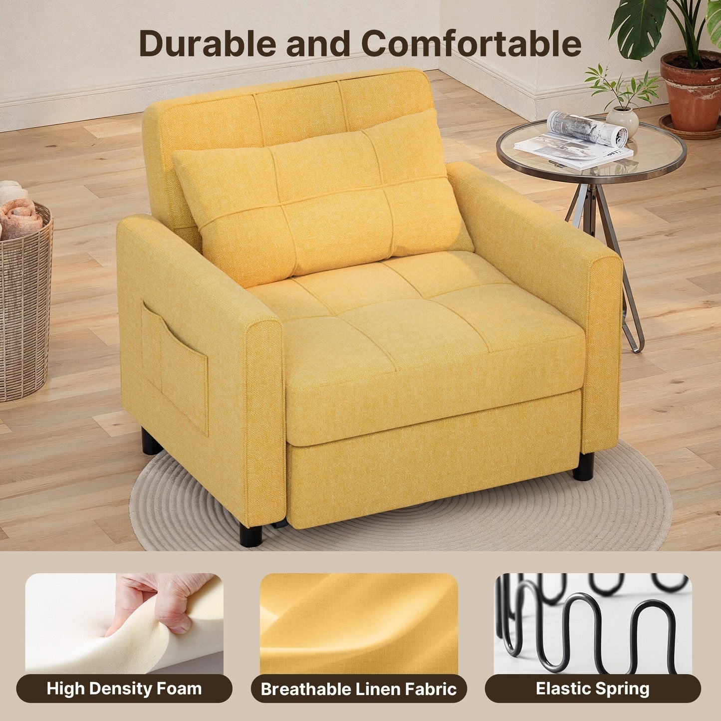 Canapé-lit convertible 3-en-1, canapé-lit escamotable, lit pliant convertible pour salon.