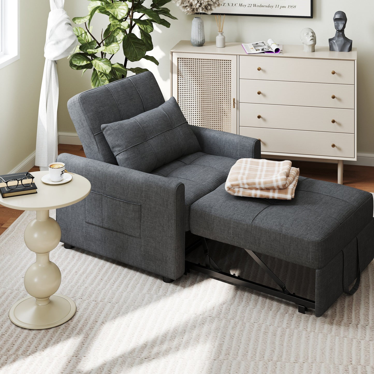 Canapé-lit convertible 3-en-1, canapé-lit escamotable, lit pliant convertible pour salon.