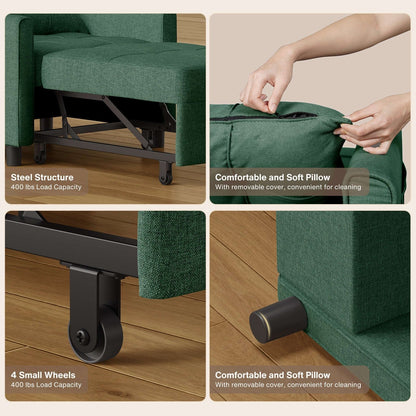 Canapé-lit convertible 3-en-1, canapé-lit escamotable, lit pliant convertible pour salon.