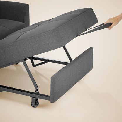 Canapé-lit escamotable 3-en-1, fauteuil convertible, inclinable, pliable et recouvert de tissu.