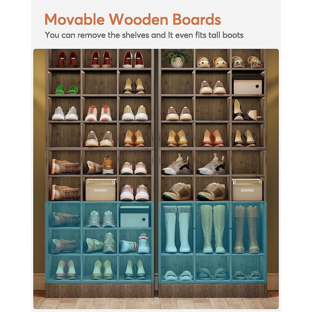 Meuble à chaussures haut pour 30 paires, étagère à chaussures en bois blanc à 10 niveaux pour placard, entrée - 10 niveaux