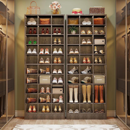 Meuble à chaussures haut pour 30 paires, étagère à chaussures en bois blanc à 10 niveaux pour placard, entrée - 10 niveaux