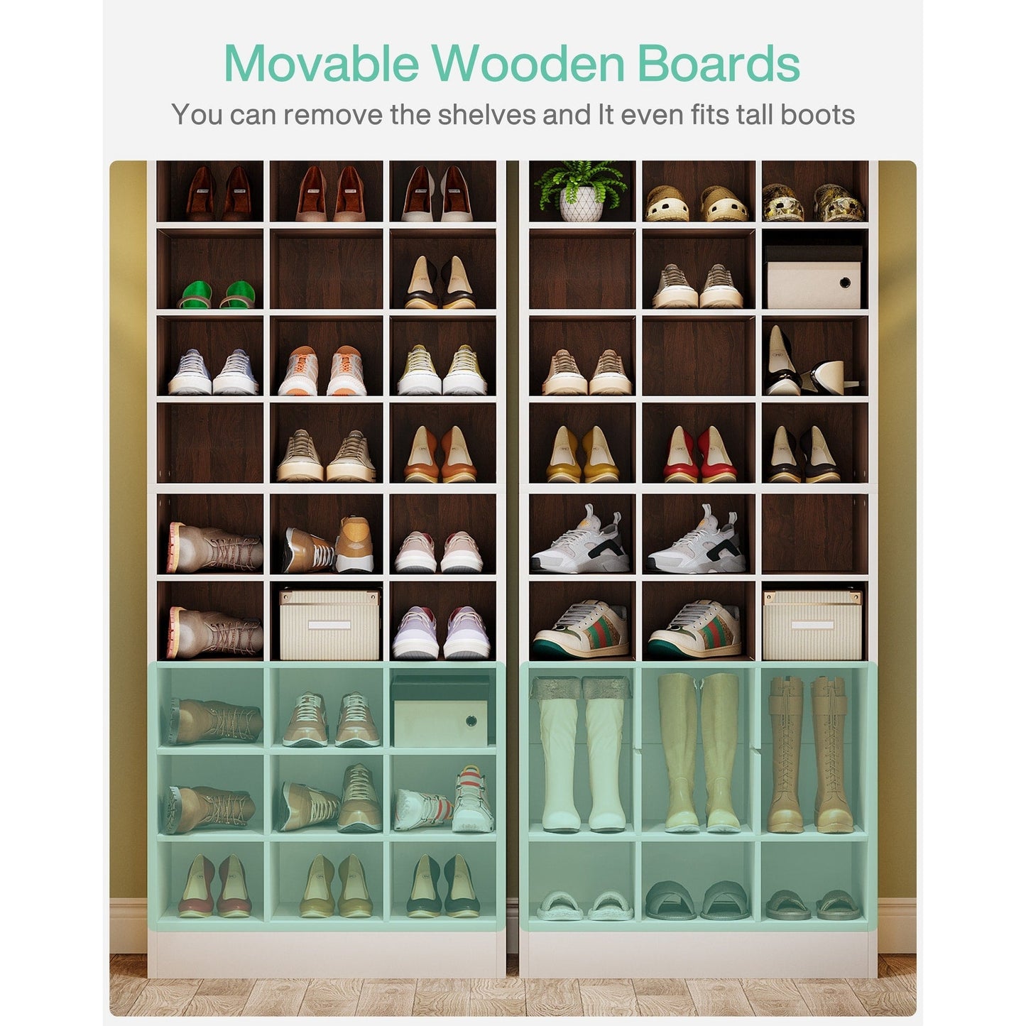 Meuble à chaussures haut pour 30 paires, étagère à chaussures en bois blanc à 10 niveaux pour placard, entrée - 10 niveaux