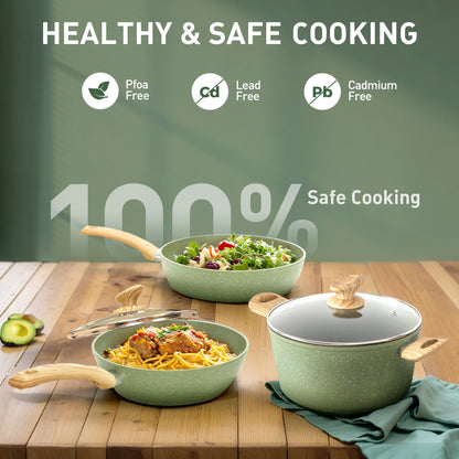 Ensemble de 30 pièces pour cuisine, ustensiles de cuisine et de pâtisserie en granit, ensemble de casseroles et poêles antiadhésives.