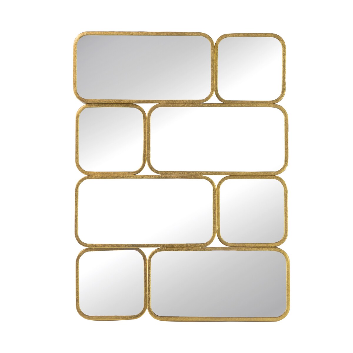 Miroir mural décoratif de luxe de 81 cm (32 pouces), 8 cadres incurvés en métal doré.