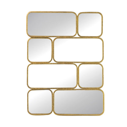 Miroir mural décoratif de luxe de 81 cm (32 pouces), 8 cadres incurvés en métal doré.