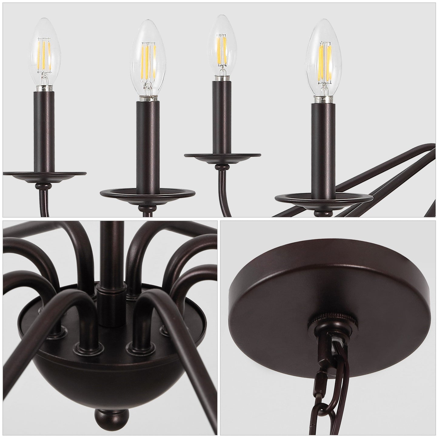 34.75 Lustre LED en fer à 6 lumières, par JONATHAN Y