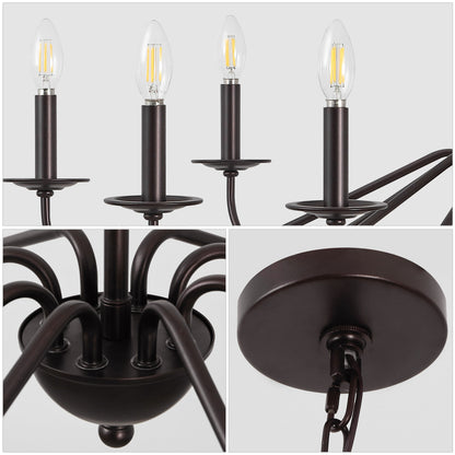 34.75 Lustre LED en fer à 6 lumières, par JONATHAN Y