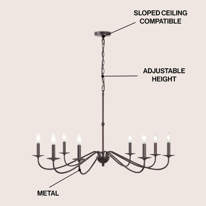 34.75 Lustre LED en fer à 6 lumières, par JONATHAN Y