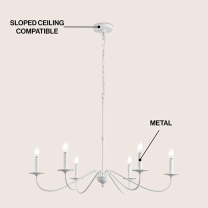 34.75 Lustre LED en fer à 6 lumières, par JONATHAN Y