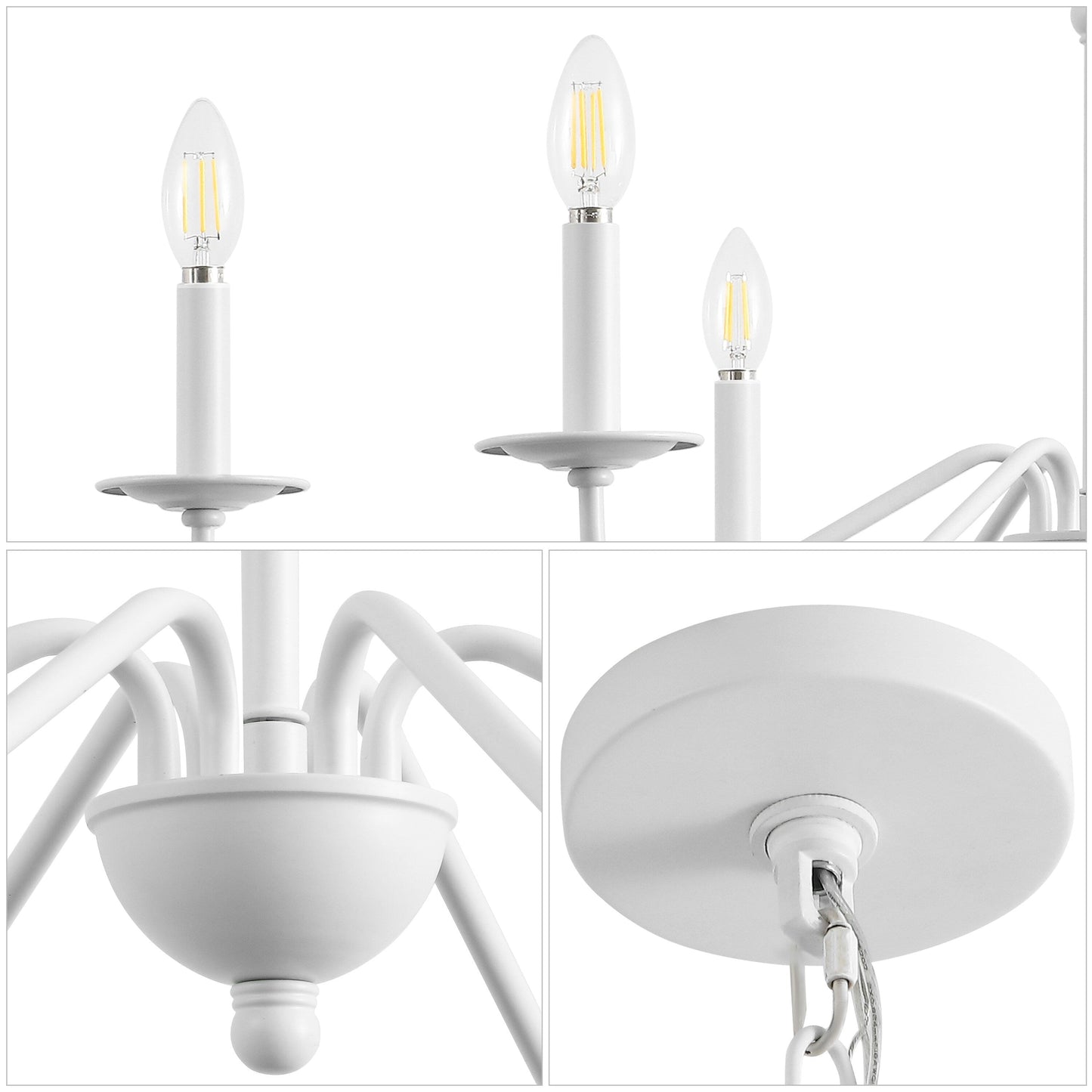 34.75 Lustre LED en fer à 6 lumières, par JONATHAN Y