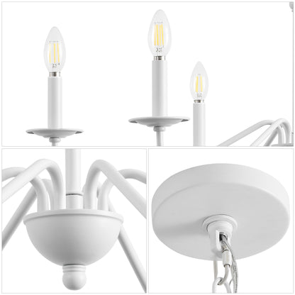 34.75 Lustre LED en fer à 6 lumières, par JONATHAN Y