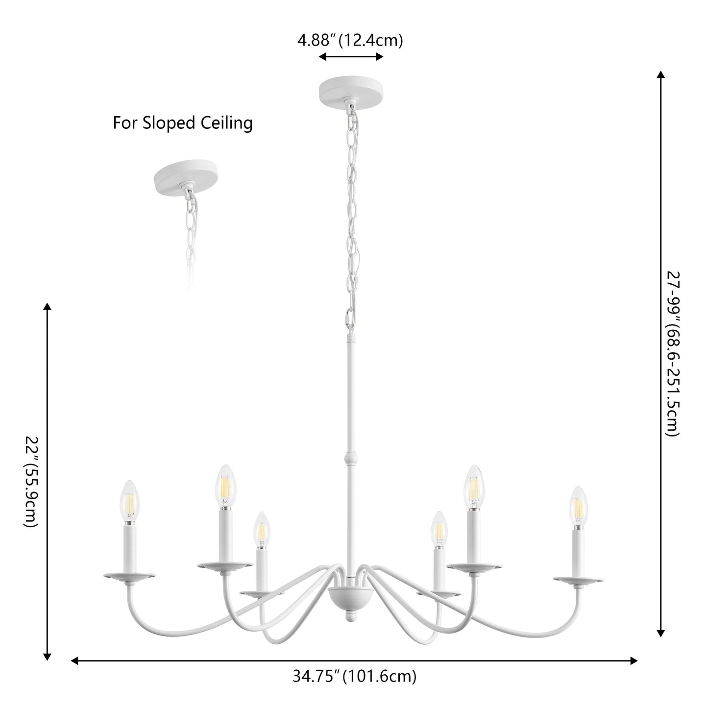 34.75 Lustre LED en fer à 6 lumières, par JONATHAN Y