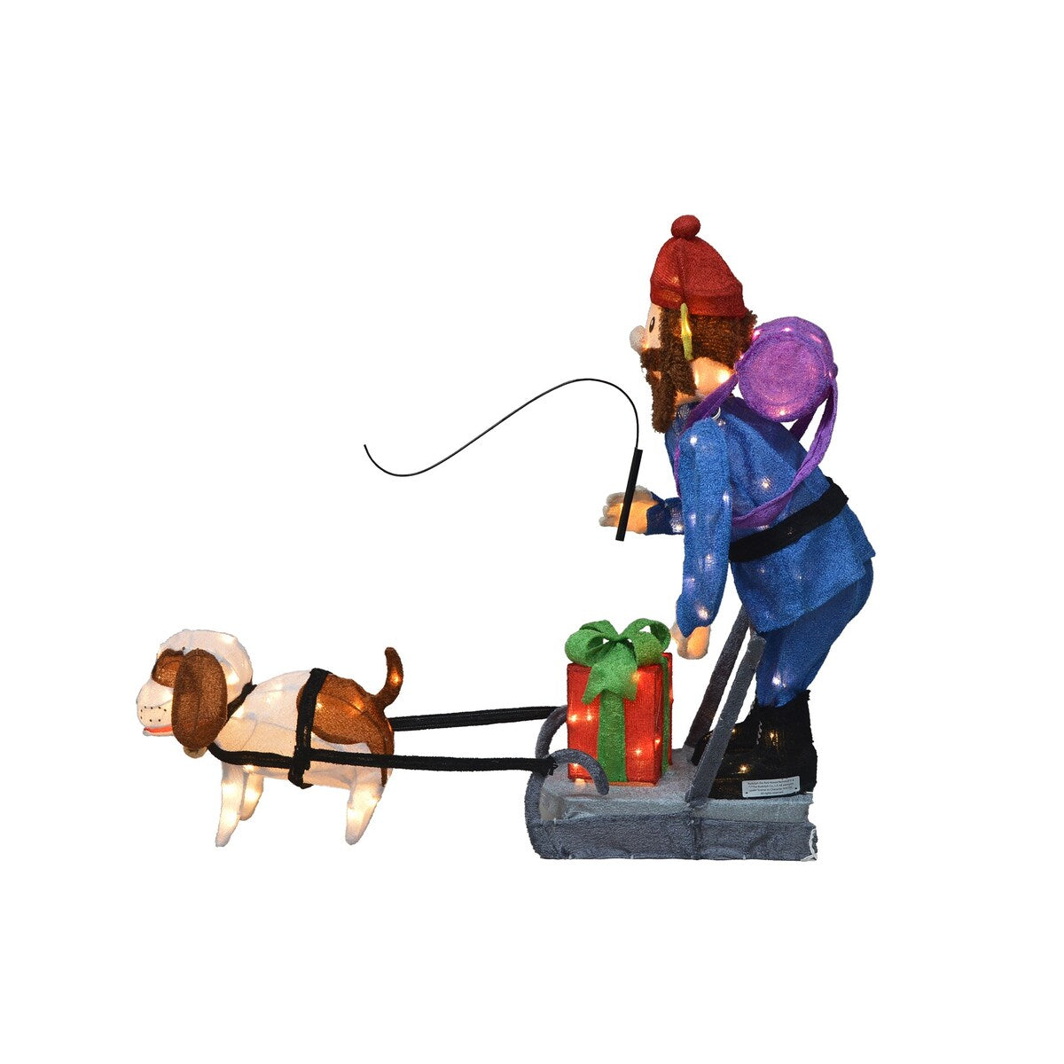 34 Rudolph - Décoration de jardin 3D à LED pré-éclairée, Yukon et chien debout