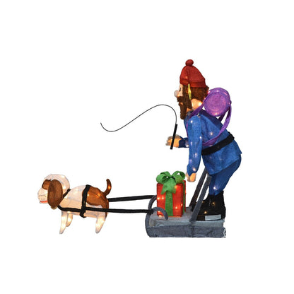 34 Rudolph - Décoration de jardin 3D à LED pré-éclairée, Yukon et chien debout