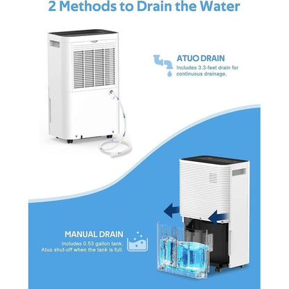 Déshumidificateurs pour sous-sols, maisons, grandes pièces et chambres à coucher, déshumidificateur de garage à faible bruit, capacité de 3500 pieds carrés.