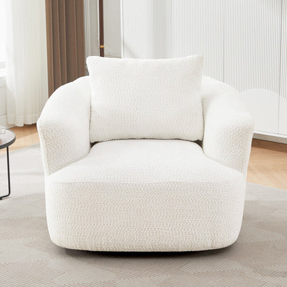 Chaise pivotante à 360°, chaise d'appoint en boucle de 38,2 pouces avec coussin décoratif, chaise de canapé en forme de tonneau avec accoudoirs incurvés.