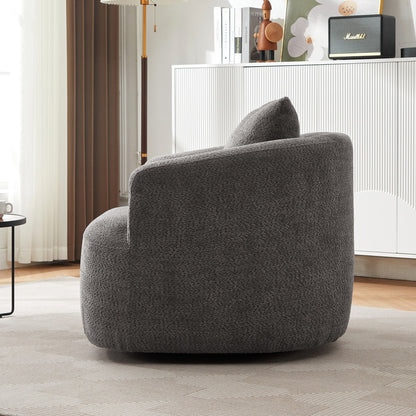 Chaise pivotante à 360°, chaise d'appoint en boucle de 38,2 pouces avec coussin décoratif, chaise de canapé en forme de tonneau avec accoudoirs incurvés.