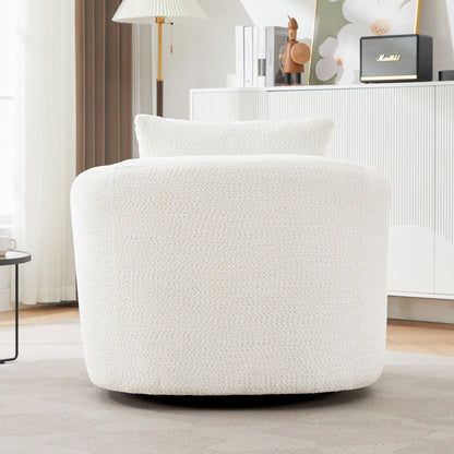 Chaise pivotante à 360°, chaise d'appoint en boucle de 38,2 pouces avec coussin décoratif, chaise de canapé en forme de tonneau avec accoudoirs incurvés.
