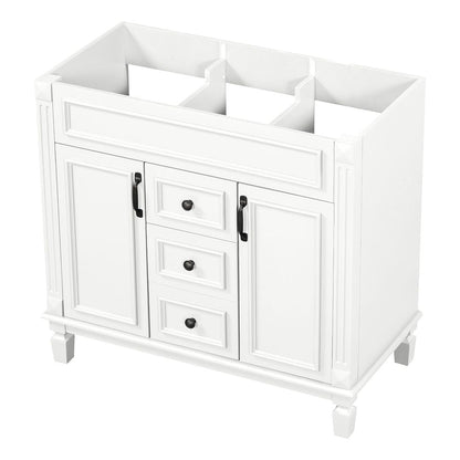 Meuble-lavabo moderne de 91 cm (36 pouces) pour salle de bain avec lavabo intégré et armoire à miroir, 2 portes et 2 tiroirs.
