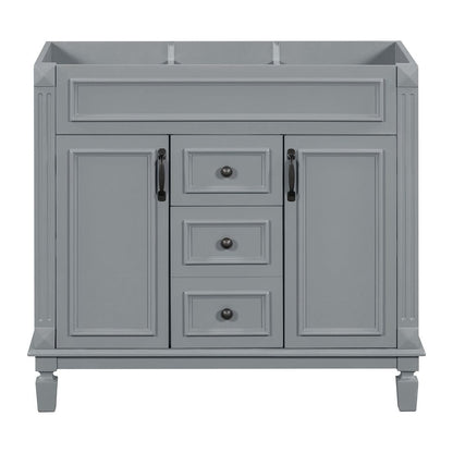 Meuble-lavabo moderne de 91 cm (36 pouces) pour salle de bain avec lavabo intégré et armoire à miroir, 2 portes et 2 tiroirs.