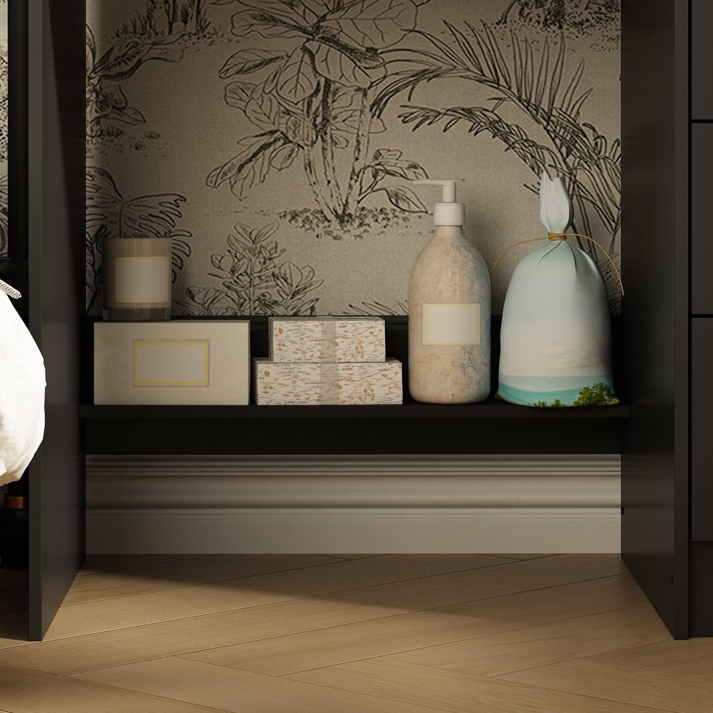 Ensemble coiffeuse et miroir de maquillage de 99,5 cm de large avec tabouret et miroir pour chambre.