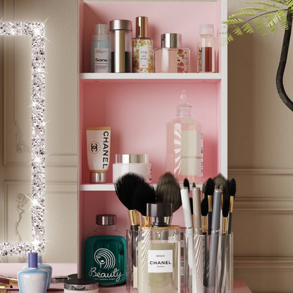 Ensemble de coiffeuse de maquillage de 99,5 cm de large avec tabouret et miroir