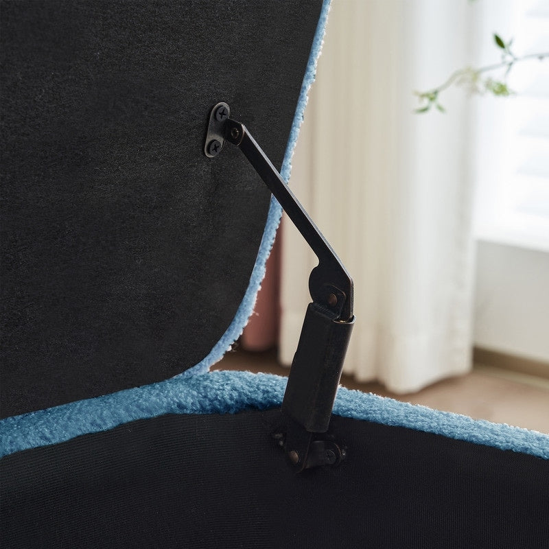 Banquette de rangement en bouclé blanc cassé Sherpa, 39,5 pouces, pouf de rangement, repose-pieds, pour salon, chambre à coucher, avec pieds en bois.