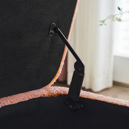 Banquette de rangement en bouclé blanc cassé Sherpa, 39,5 pouces, pouf de rangement, repose-pieds, pour salon, chambre à coucher, avec pieds en bois.