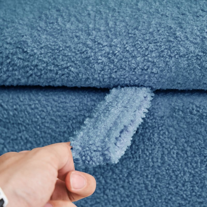 Banquette de rangement en bouclé blanc cassé Sherpa, 39,5 pouces, pouf de rangement, repose-pieds, pour salon, chambre à coucher, avec pieds en bois.