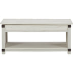 Table basse rectangulaire relevable Bayflynn - Blanchi à la chaux