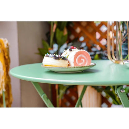 Ensemble de bistro pliable en métal 3 pièces, ensemble de conversation résistant aux intempéries pour l'intérieur et l'extérieur, pour patio, jardin, cour.