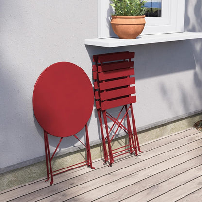 Ensemble de bistro pliable en métal 3 pièces, ensemble de conversation résistant aux intempéries pour l'intérieur et l'extérieur, pour patio, cour, jardin.