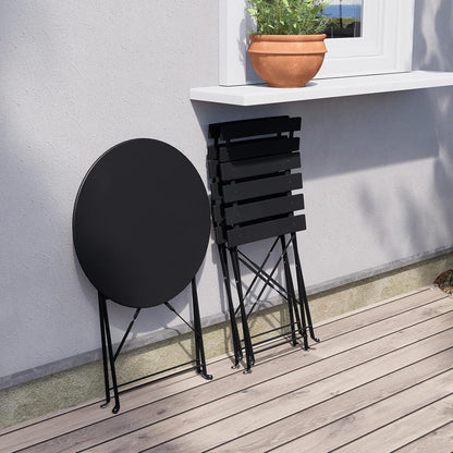 Ensemble de bistro pliable en métal 3 pièces, ensemble de conversation résistant aux intempéries pour l'intérieur et l'extérieur, pour patio, cour, jardin.