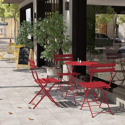Ensemble de bistro pliable en métal 3 pièces, ensemble de conversation résistant aux intempéries pour l'intérieur et l'extérieur, pour patio, cour, jardin.