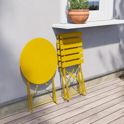 Ensemble de bistro pliable en métal 3 pièces, ensemble de conversation résistant aux intempéries pour l'intérieur et l'extérieur, pour patio, cour, jardin.