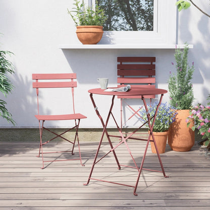 Ensemble de bistro pliable en métal 3 pièces, ensemble de conversation résistant aux intempéries pour l'intérieur et l'extérieur, pour patio, jardin, cour.